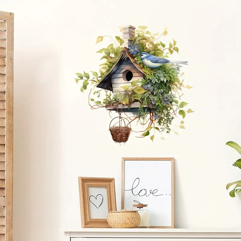 Green Leaf Bird's Nest Wall Decal Bright Wall for Home, Cabinet, Door,Refrigerator Decoration, Vinyl Car Decals, Art Wallpaper vinyl stickers