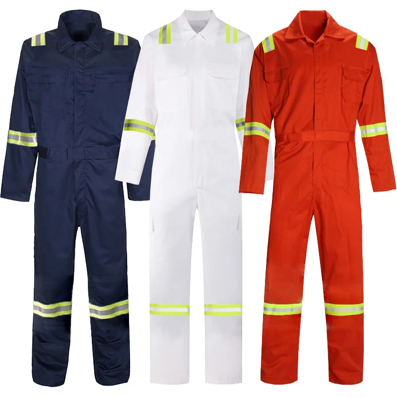 

Anti-static Siamese Work Clothing 100Cotton Welding Suit Porter Sailor Workshop Mechanic Safety Reflective Work Uniform Coverall