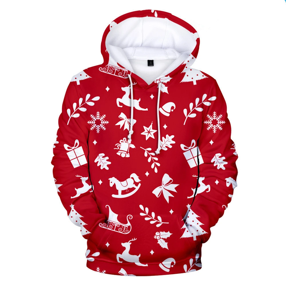 Sudaderas con capucha de Navidad para hombre, jersey de manga larga con estampado 3D de de nieve, ciervo, de Navidad, Tops de calle, sudaderas informales para Festival| | - AliExpress