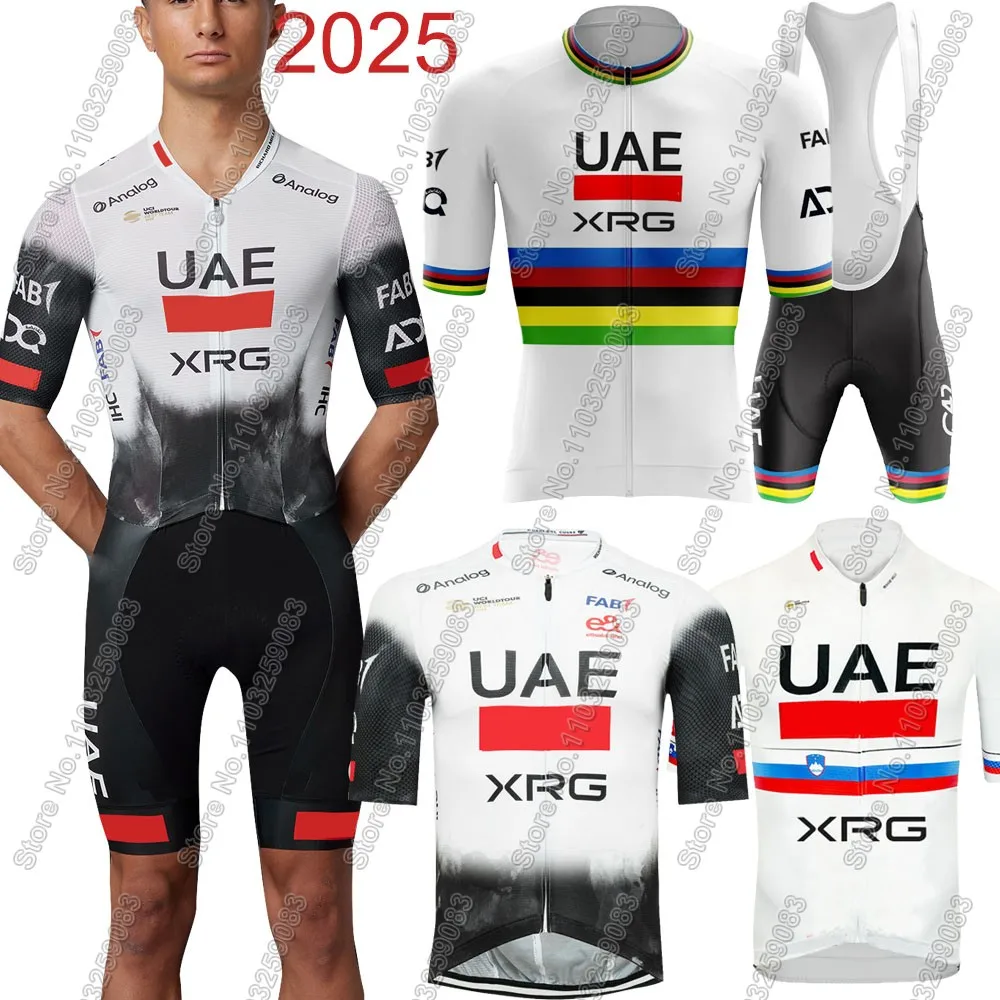 2025 UAE Team Cycling Jersey Set Short Sleeve XRG-Pogacar Mens World Champion Slovenia Clothing Road Bike Shirts Bicycle Shorts