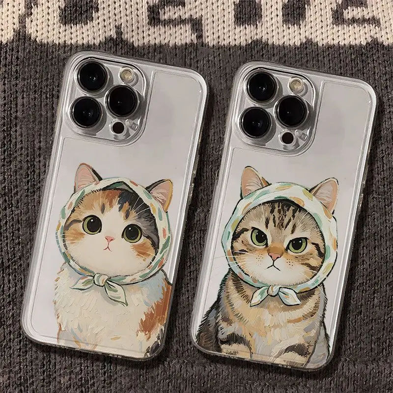 Cartoon Kitten Couple Transparent Phone Case - Cute Stylish Protective Cover