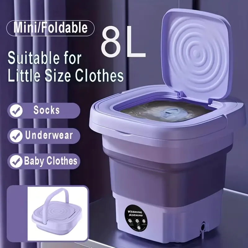 Telescopic foldable mini washing machine portable and lightweight household automatic washing machine sock cleaning