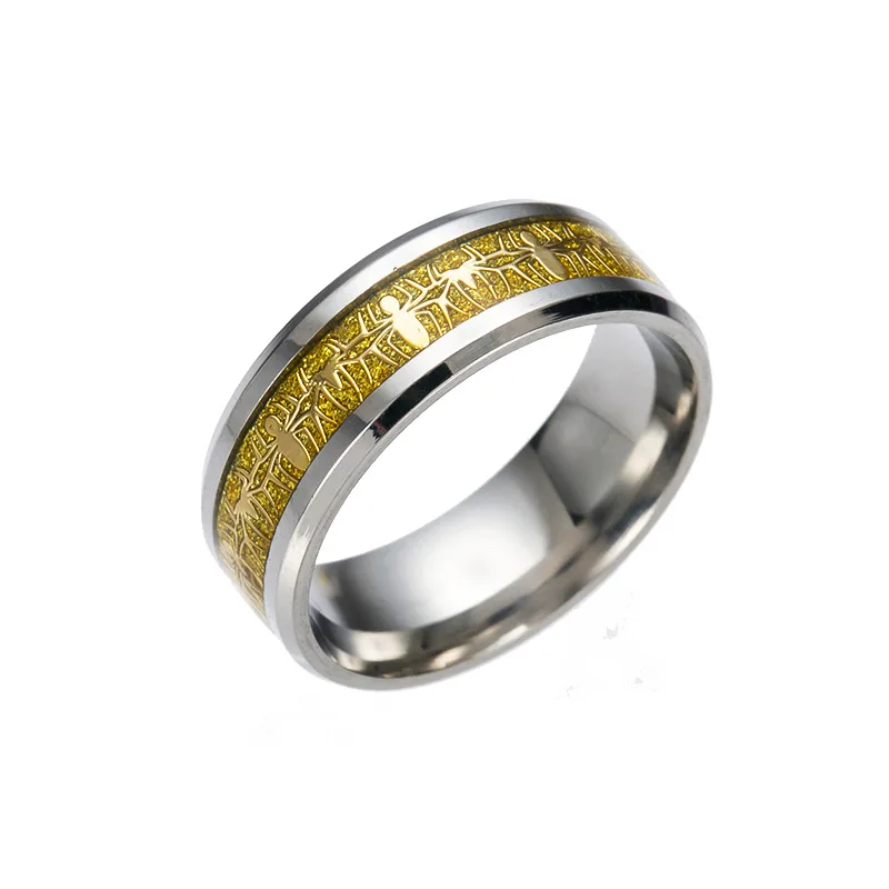 Stainless Steel Cool Spider Pattern Inlay Women Man Rings for Teens Boy Encourage Faith Gift Jewelry 4