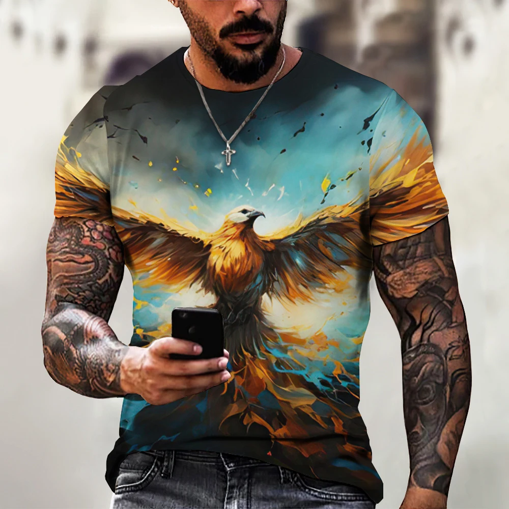 Mens Short Sleeve Animal Pattern T Shirt
