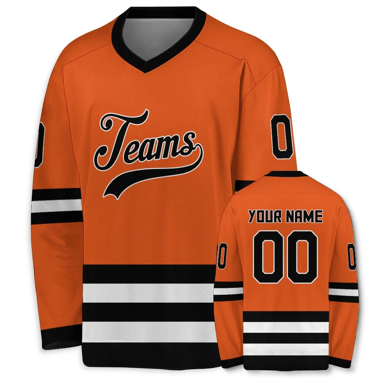 Personalized Cream Navy V-Neck Hockey Jersey - Custom Team Name & Number Sports Uniform for All Ages