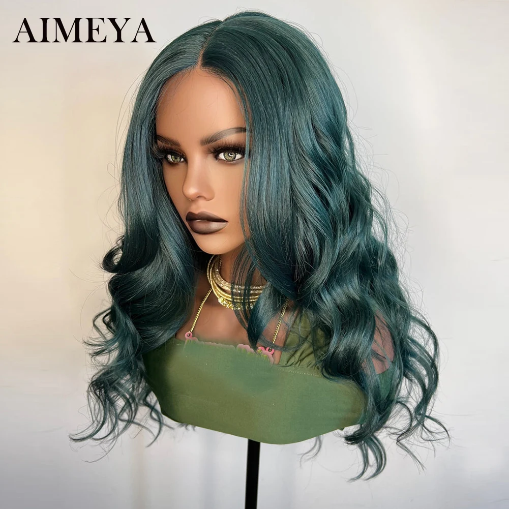 Synthetic Hair Lace Front Wigs 26inch Green Natural Wave Wig Heat Resistant Synthetic Wig Lace for Women Cosplay Used