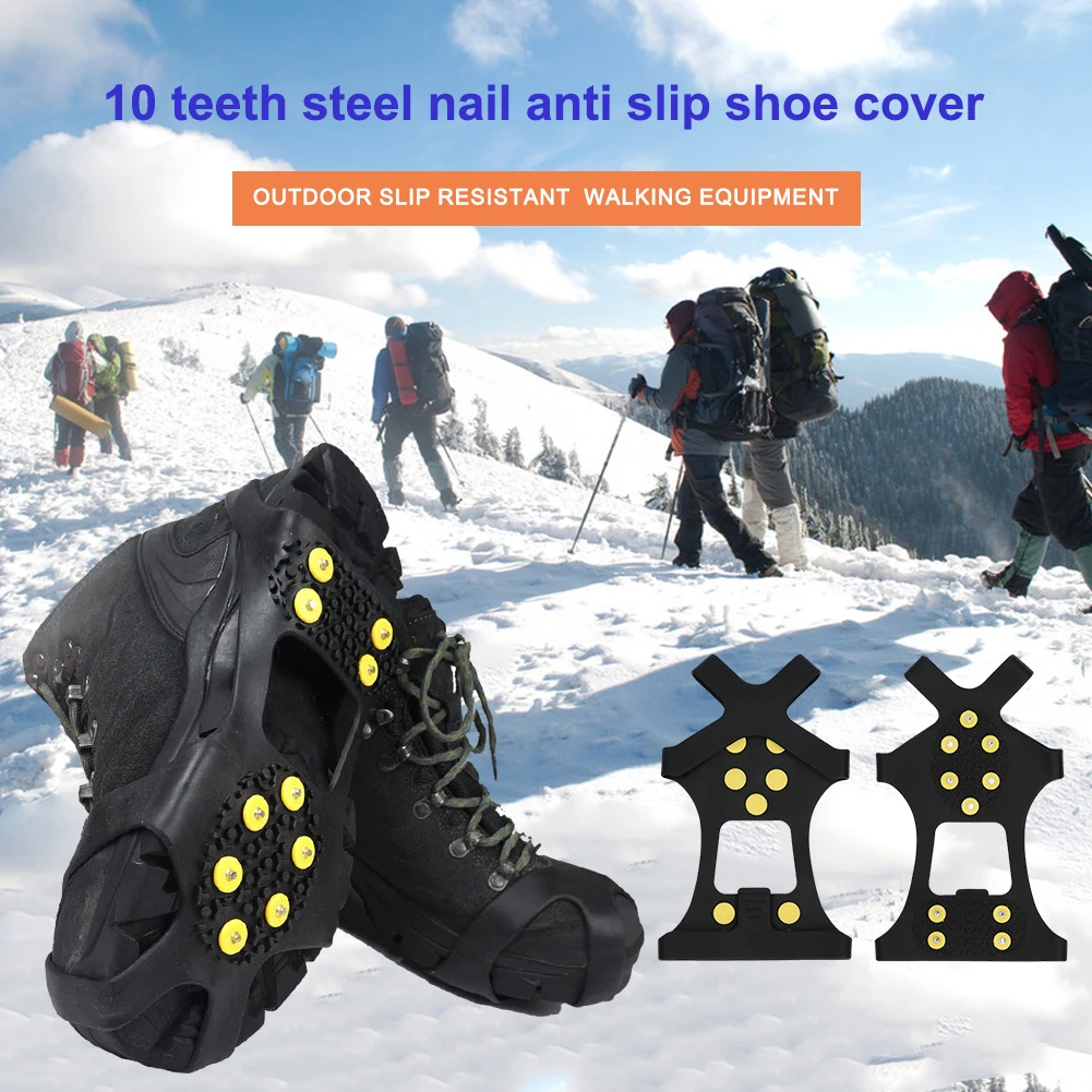 10 Teeth Climbing Crampons Anti-Slip Mountaineering Cleats Unisex Snow Claw Shoe Covers Walking Hiking Accessories