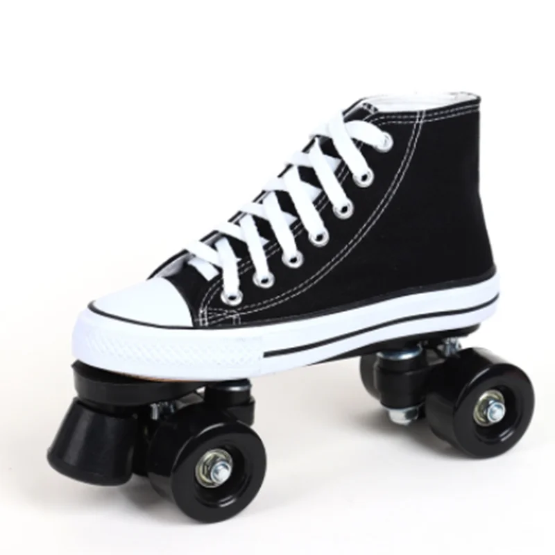 

Double row skates children's four-wheeled shoes adult men and women roller skates adult wheel skating shoes flash beginners