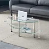 Oval-Shaped Glass Tea Table for Office, 3-Tier Modern Coffee Table, End Table for Living Room (Black) 5