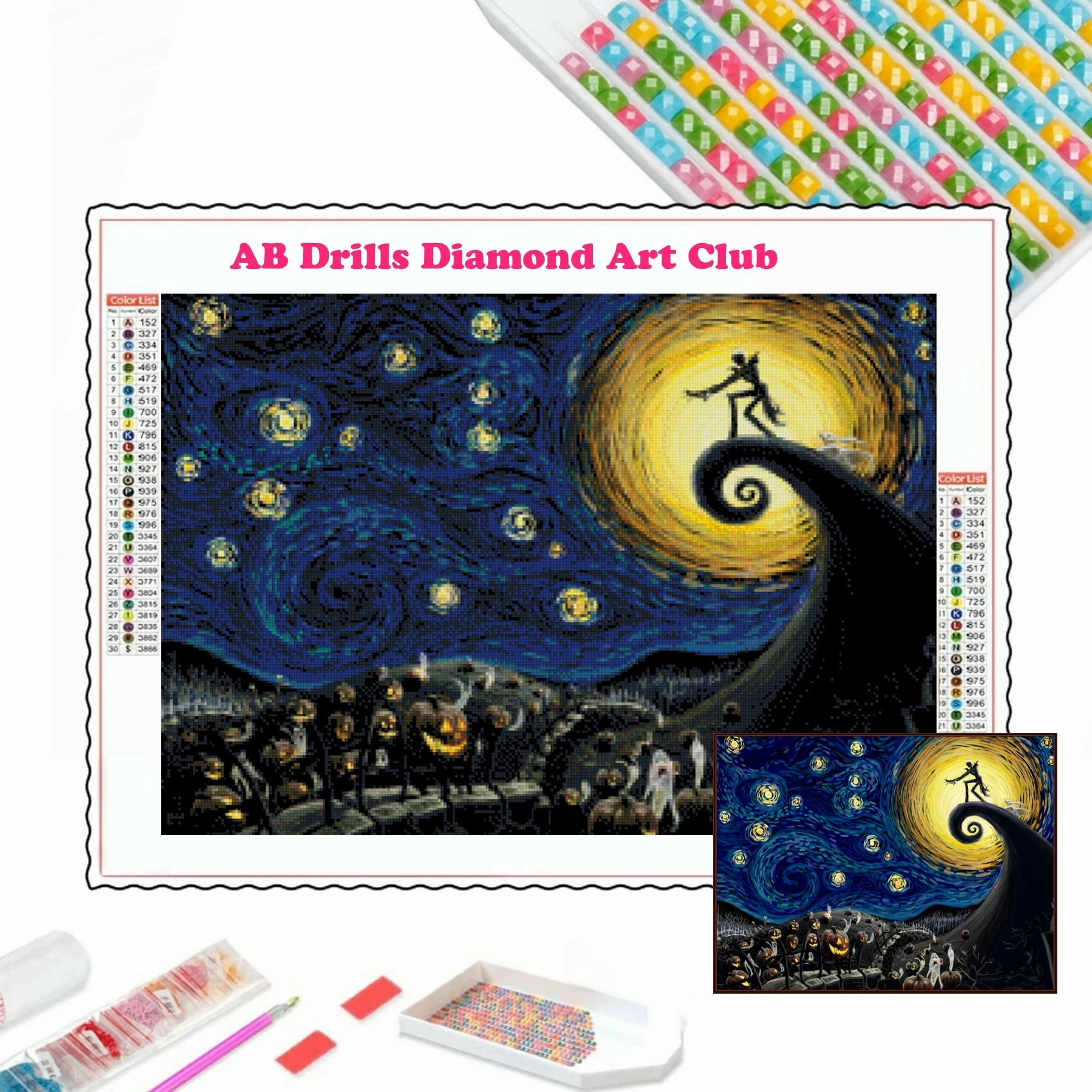 Disney AB Diamond Painting The Nightmare Before Christmas 5D DIY Horror  Demon Jack Skellington and Sally