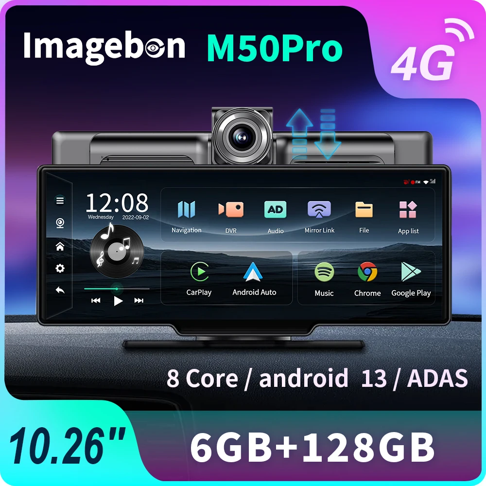 

Android 13 Dash Cam 10.26''Dashboard 5.1Bluetooth U Disk ADAS GPS Navigation FM AUX 24H Parking Monitor Car DVR Video Recorder