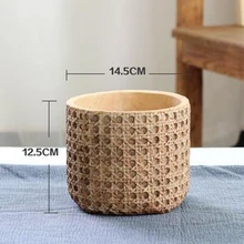  Large Cement Plant Pot Mold Concrete Flowerpot Silicone Mold Imitation Woven Bamboo Rattan Pattern Design Contracted Style Molds 