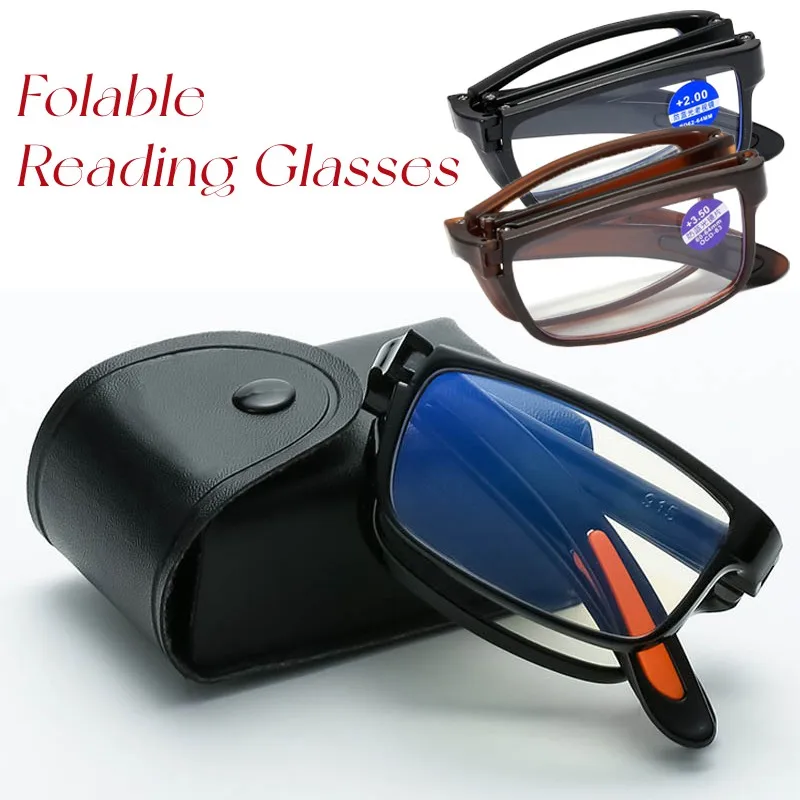 

Anti-blue Light Foldable Reading Glasses With Box Women Men Portable Eyewear TR90 Farsight Eyewear Diopters +1.0 +1.5 To +4.0