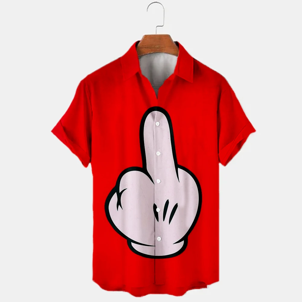 

New Fashion Cartoon Mickey Mouse Men's Printed Shirt Casual 3D Short Sleeve Lapel Shirt S-5XL