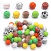 5pcs Silicone Water Transfer Basketball Volleyball Tennis Ball Football Color Beads For DIY Jewelry Making Bracelet Necklace 5
