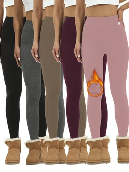 5PACK Leggings foderati in pile super morbido da donna, pantaloni termici caldi da corsa per yoga da allenamento Per l'inverno freddo