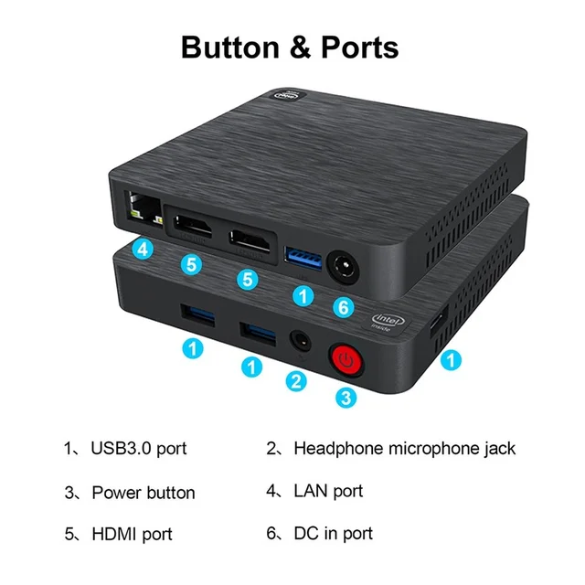 Beelink T4 Pro Intel Celeron N3350 2.4GHz Windows 10 Pro 4GB+64GB 2.45.8GHz WiFi BT4.0 Desktop Computador Original Mini Pc Gamer 6