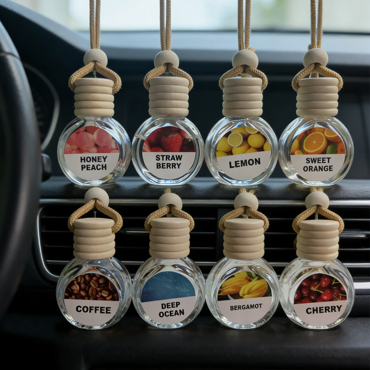 Deodorante per auto con olio essenziale, offre una fragranza a lunga durata per la tua auto, una bottiglia dura 180 giorni.