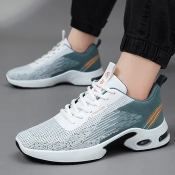 Men's Shoes Spring fashion 2025 lace-up Soft sole sports single shoes flying woven Casual style men's Running shoes sneakers