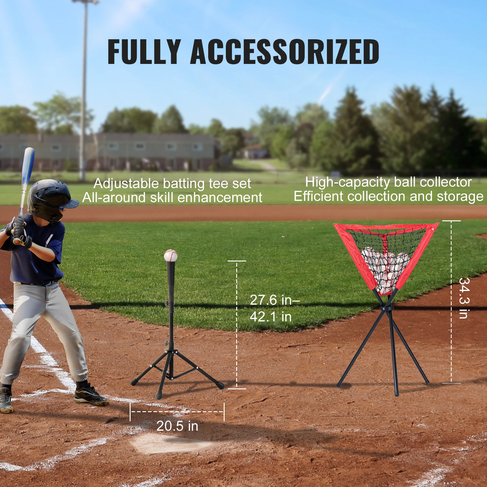 7'×7' Durable Baseball Practice Net + Portable Batting Ball Caddy - Foto 5