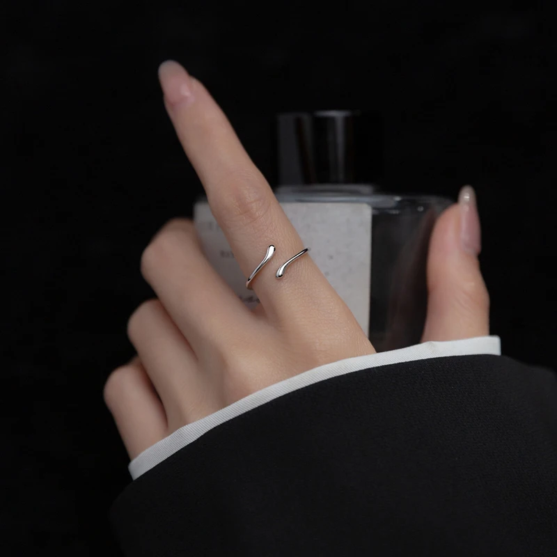 KAMIRA 925 Sterling Silver Unique Minimalism Glossy Open Ring for Women Girl Party Temperament Adjustable Fine Jewelry Gift silver ring silver rings