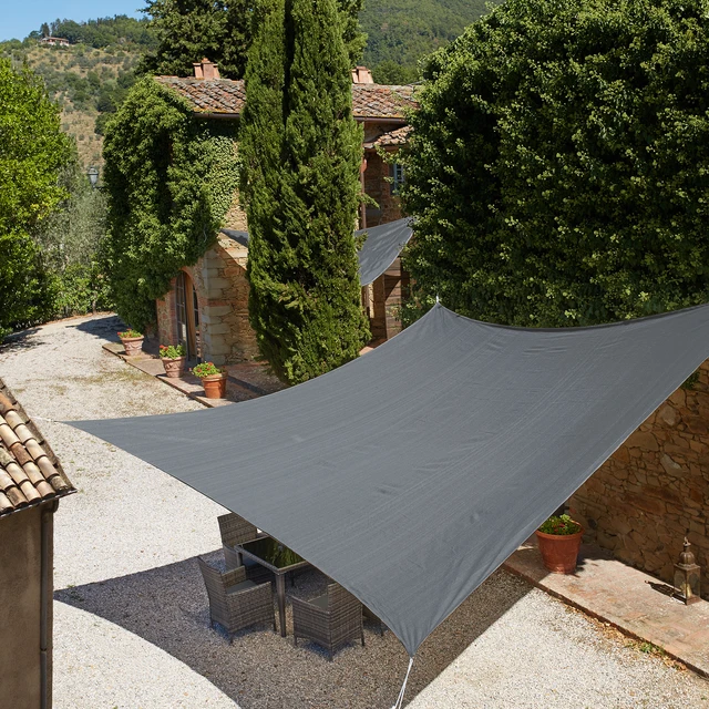 Tectake square shape polyethylene awning, 540x540 cm gray-quadrangular  awning with tensioning ropes, garden shade awning with steel rings,  breathable washable terrace canvas, square awning - AliExpress