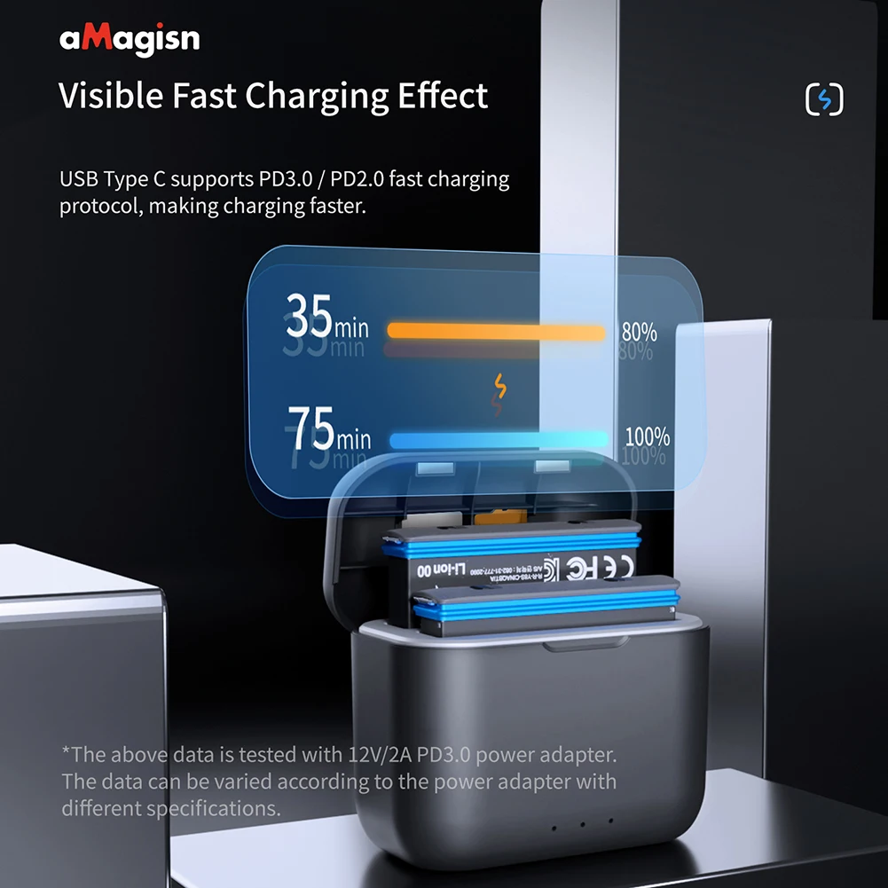 Portable Fast Charging Case USB Type C Battery Charger Case Mini Lightweight Compartment Accessories for Insta360 One X2 Battery