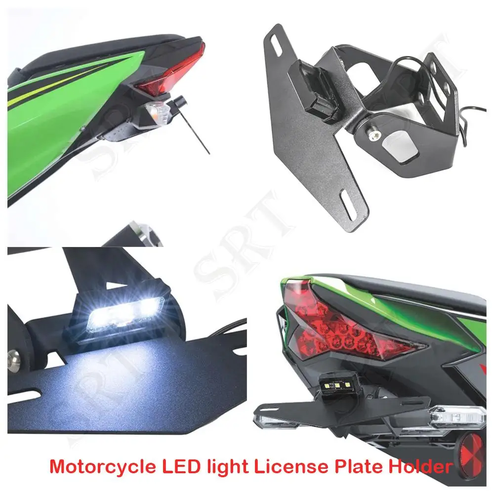 Fit For Kawasaki Ninja 400 500 Ninja500-Motorcycle Accessories LED lighting Lamp Bracket Rear license Plate Holder motorcycle license plate holder