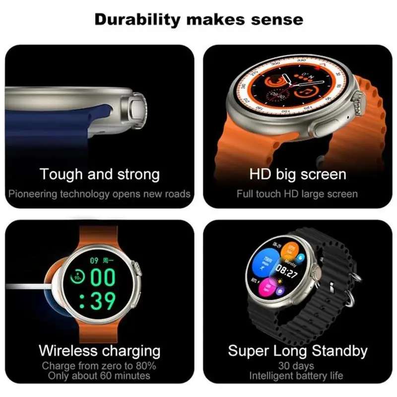 Smart Watches for Men Ip67 Waterproof Z78 Ultra Health Smart Watch Smartwatch to Record Calories Steps Travel Distance