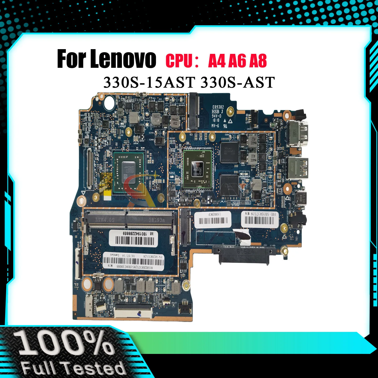 Placa-mãe Lenovo Ideapad 330S-15AST AMD A4/A6/A9 R530 2GB GPU 4GB RAM