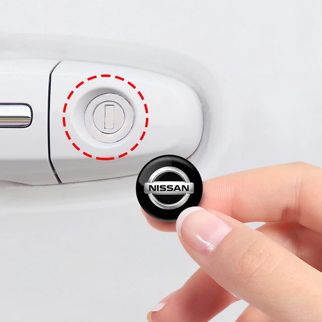 For Nissan X-trail Qashqai Note Juke Sentra Patrol Navara Micra Leaf Almera 2pcs/set 14.5mm Car Door Keyhole Stickers Label
