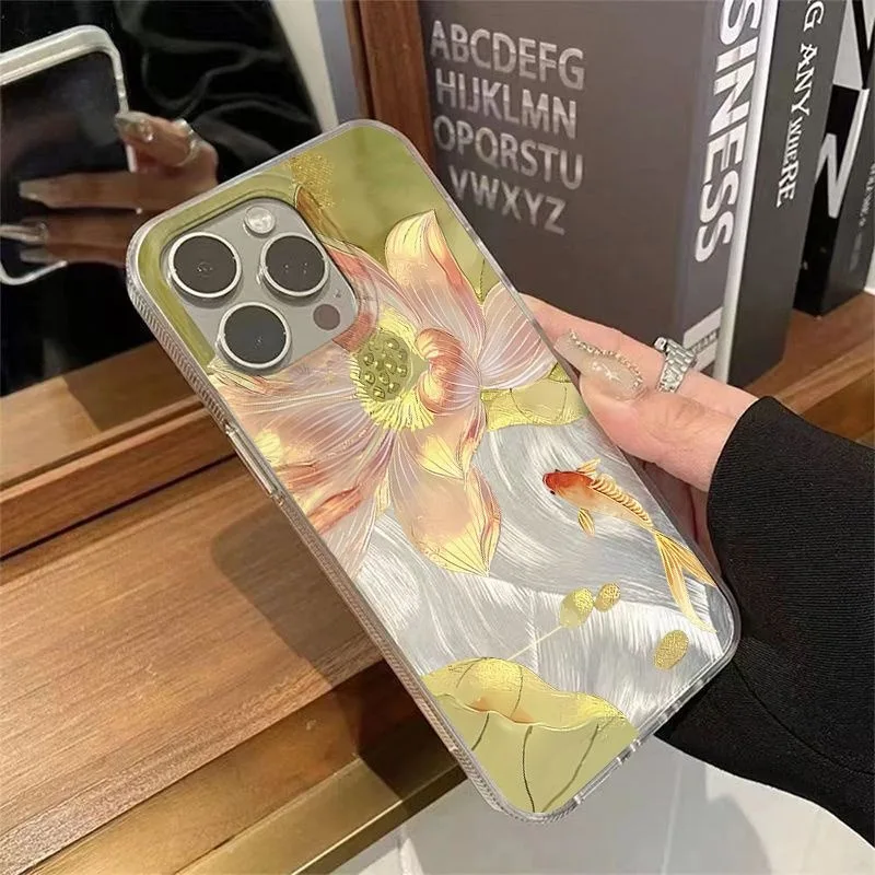 Vibrant Golden Lotus Koi Fashionable Shockproof Phone Case Cover