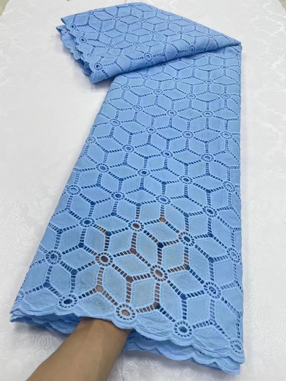 

Небесно-голубая африканская ткань из гипюра 2023, высококачественное кружево, последняя модель, ткань для детской одежды