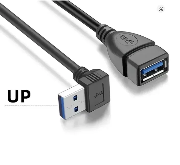 L-Shaped High-Speed USB 3.0 Extension Cable Adapter for Data Transfer & Fast Charging