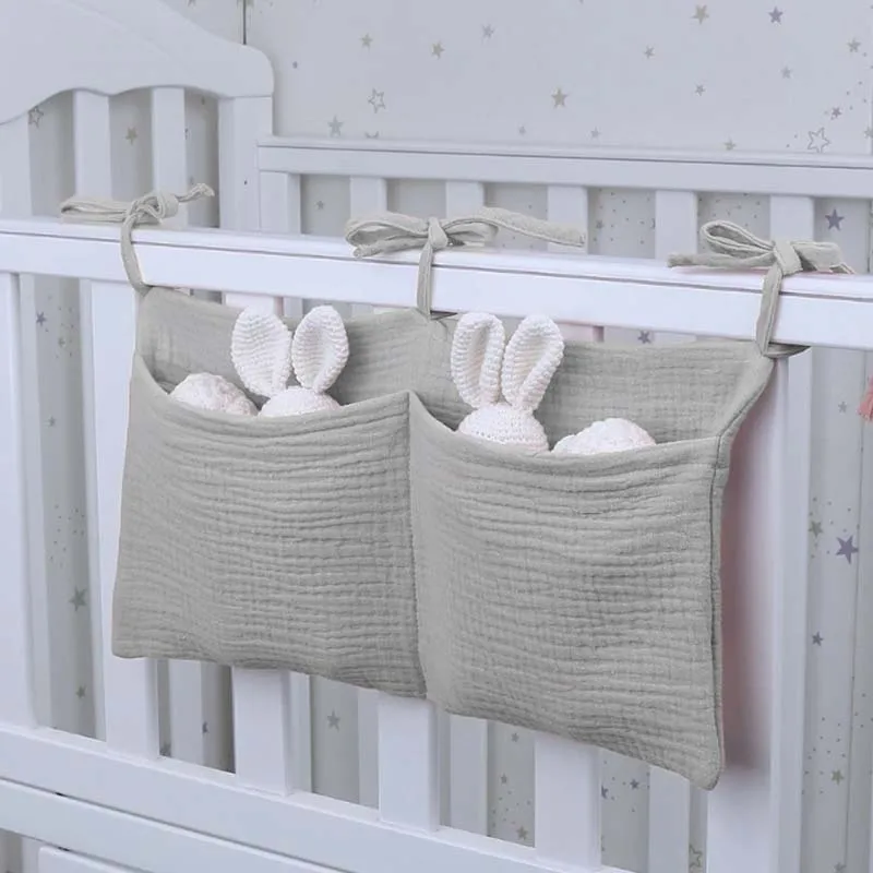 Modakids gray 2 compartments crib side Organizer baby room crib Organizer цена и фото