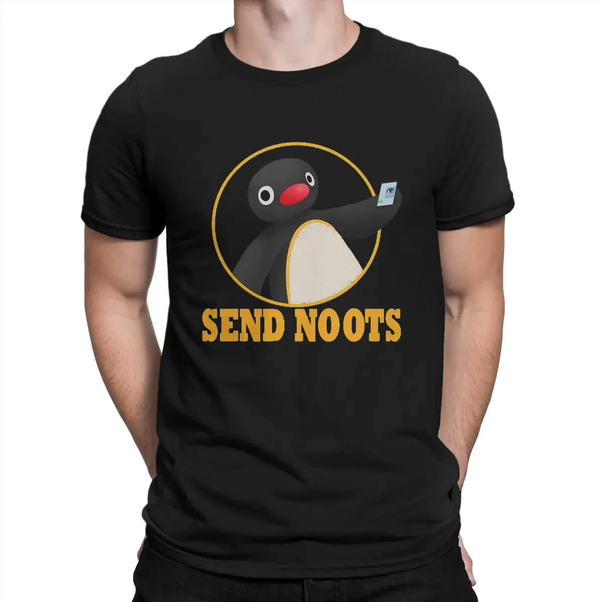 

Send Noots T Shirts Men 100% Cotton Humorous T-Shirts Round Neck Pingu Pinga Penguin TV Tee Shirt Short Sleeve Clothes Adult