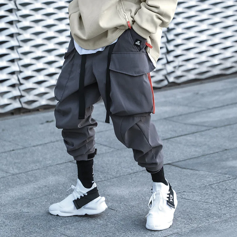 11 BYBB'S DARK Hip Hop Cargo Pants Men Ribbons Casual Loose Joggers Trousers Elastic Waist Fahsion Harajuku Streetwear Pant W582 3