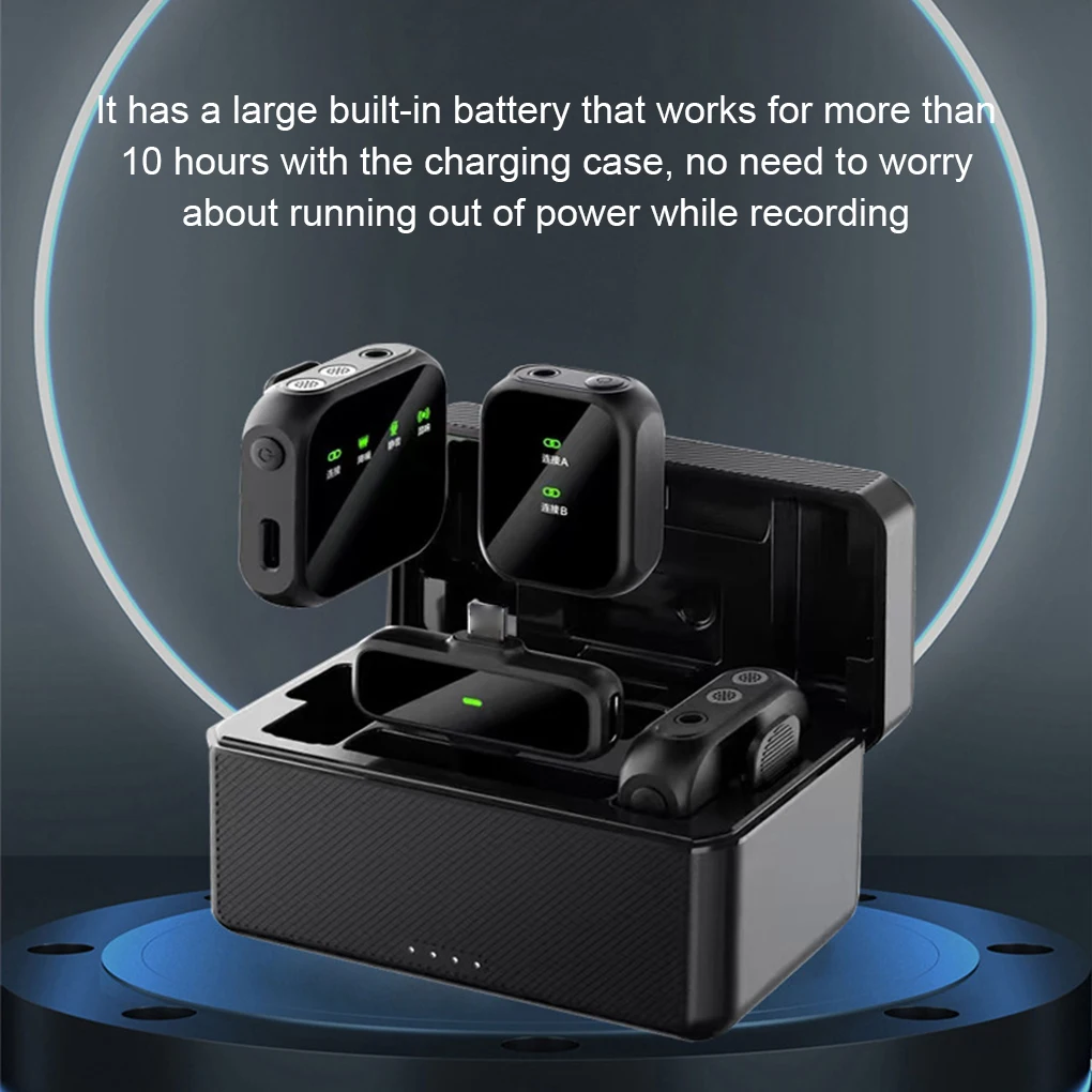 Portable Wireless Lavalier Microphone Charging Case Mic Noise Reduction Audio Video Recording for Phone Notebook Live Gaming Mic