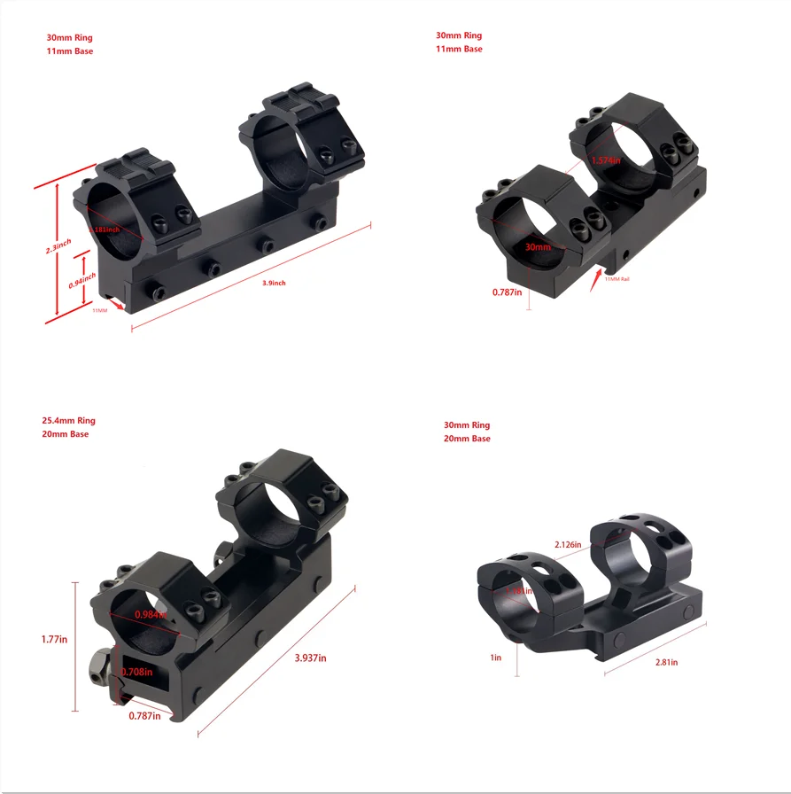 Hunting Scope Ring Mounts 11/20mm Base Optics Scope Pipe Diameter 25.4/30mm Sight Mount Adapter