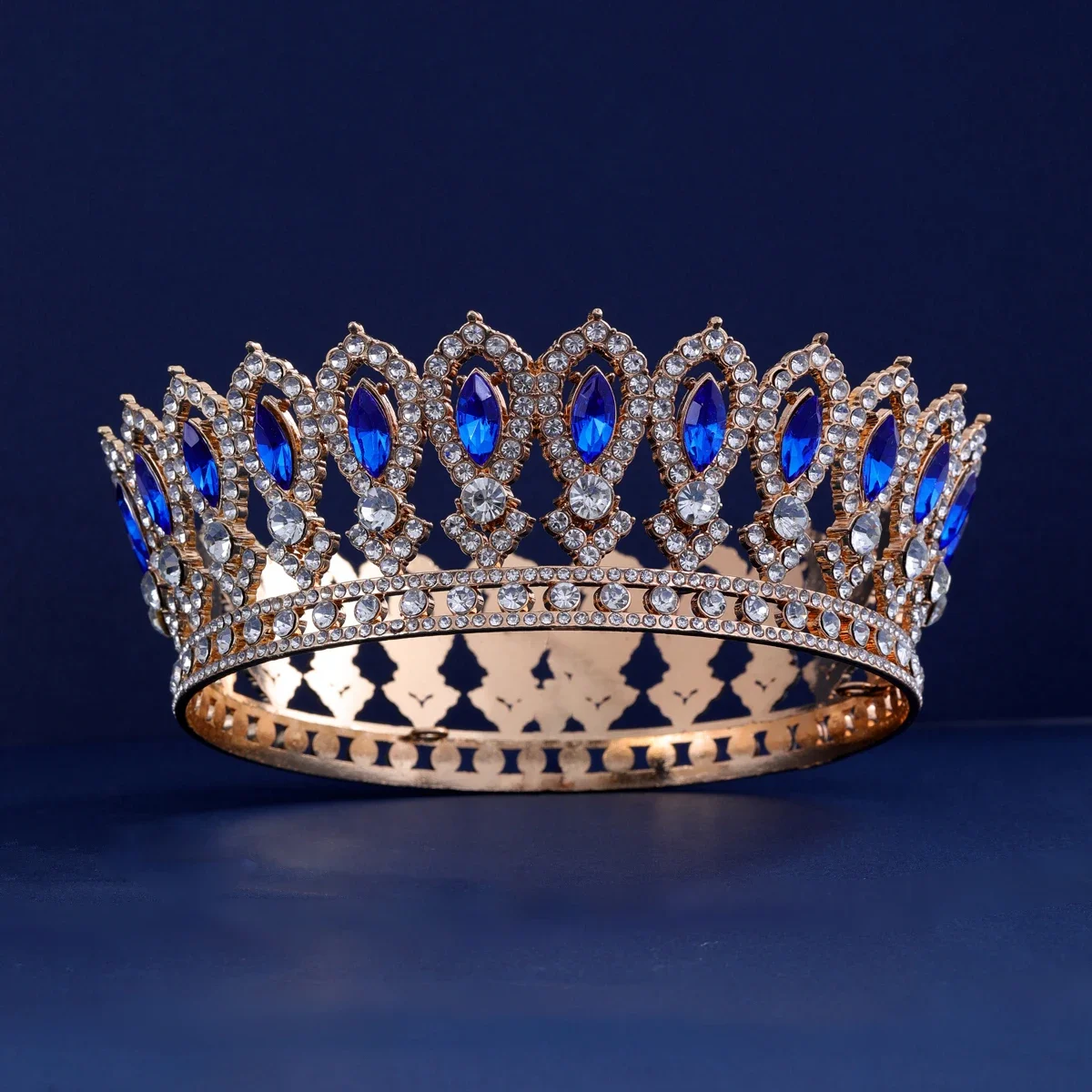 European Full Round Vintage Bridal Princess Rhinestone Tiara Baroque Pageant Crystal Crown King Diadems Hair Accessories Jewelry