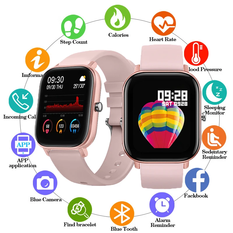 

P8 Men Smart Watch Women Wristwatch Full Touch Screen 1.4inch Heart Rate Blood Pressure Monitor Bluetooth Smartwatch Kids Gifts