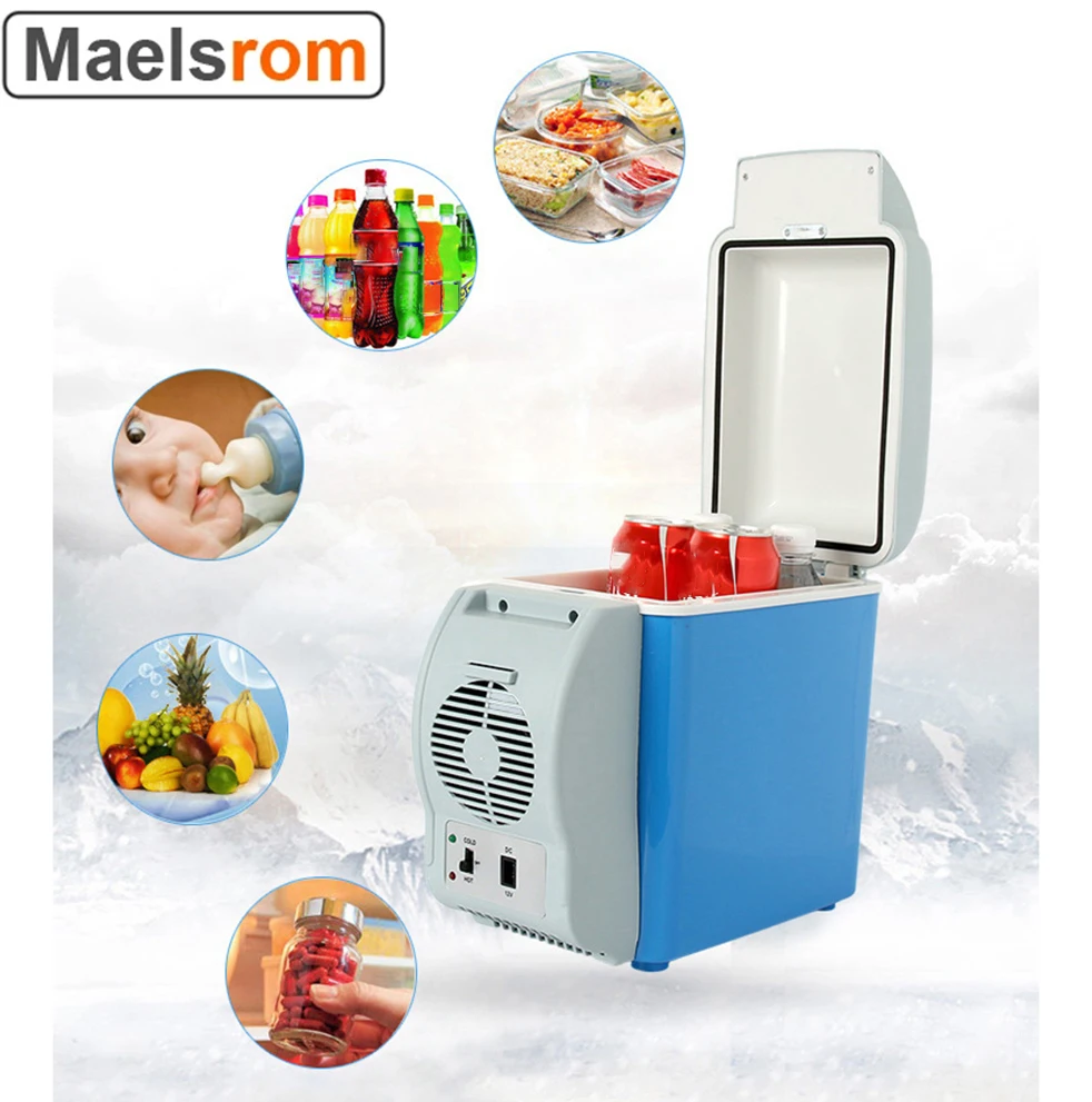 Mini Electric 7.5L Car Refrigerator 12V input Blue Multi-Function Portable Cars Fridge for Travel Cooler & Warmer