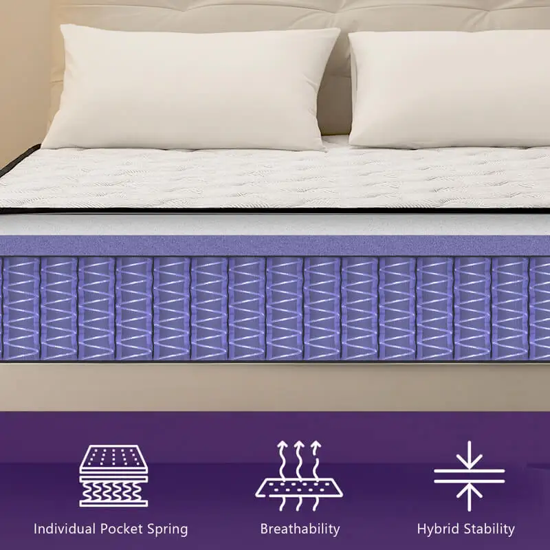 Queen Size Hybrid Mattress in a Box, Pocket Springs for a Cool Sleep,Pressure Relief, Medium Firm Feel with Motion Isolation 6