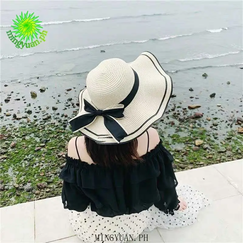 

[mingyuan]Straw hat female summer beach hat seaside sunscreen small fresh cover face wild sun hat sun hat