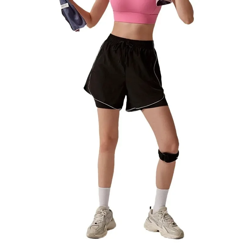 Trunks Women's Spring New Anti-exposure Two-piece Illusion Fitness Training Pants Pullover Running Pants For Skateboarding
