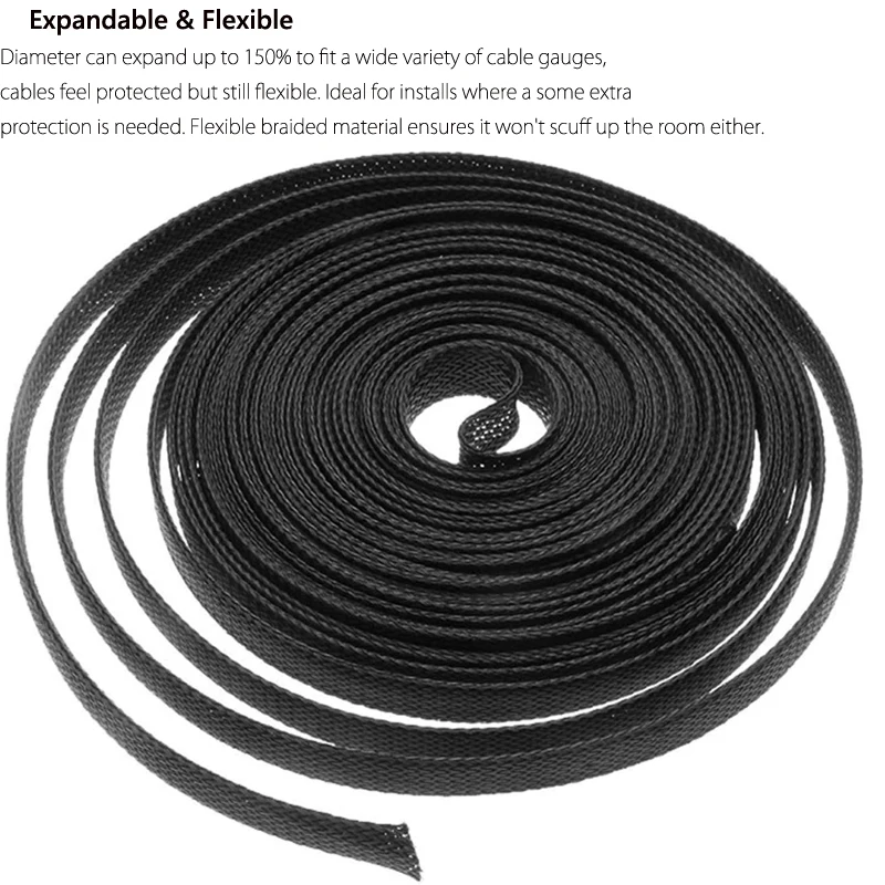 Cable sleeve 3/5M insulated braid sleeving 1/2/4/6/8/10/12/16/18/20/25/35/50mm tight PET wire gland protection