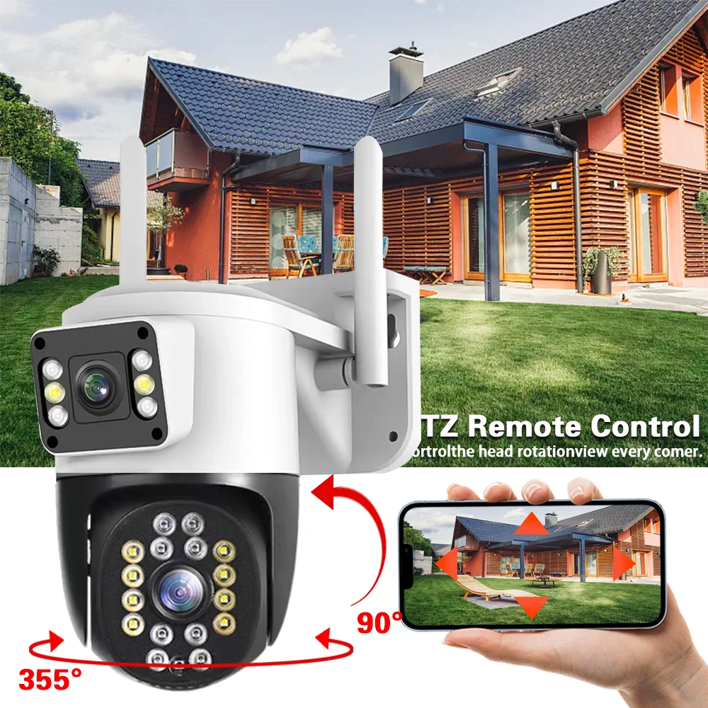 4K 8MP HD YOOSEE IP Camera Dual Lens PTZ Wifi Camera Dual Screen Auto Tracking Two Way Audio Color Night Vision Security Camera