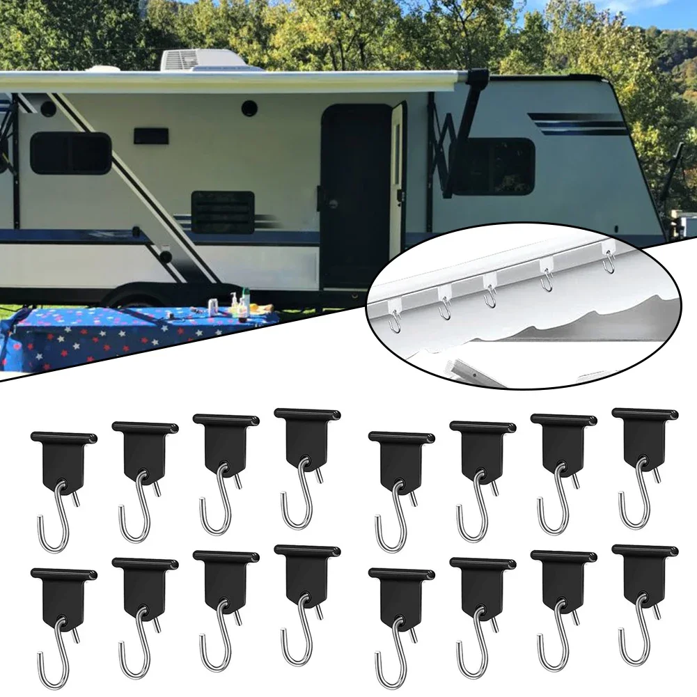Spier Pack Of 10 Piping Rail Hooks, RV Awning Hooks, Camping Piping Rail Hook Accessories, S Shaped Hook Set Accessories Hanger For Motorhome, Caravan, Indoor And Outdoor Decoration