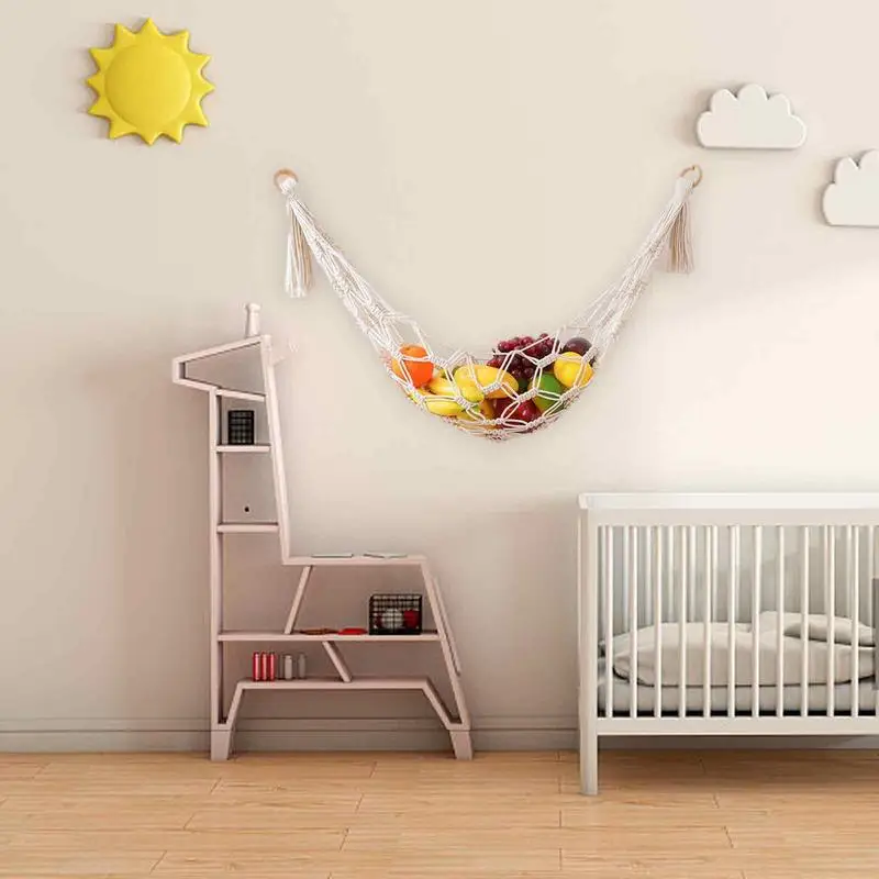 Boho Plush Toy Nordics Toy Hammock Hanging Storage Cotton Space Saver Wall Net Net Bag Plush Toy Handwoven Lace Hammock 2