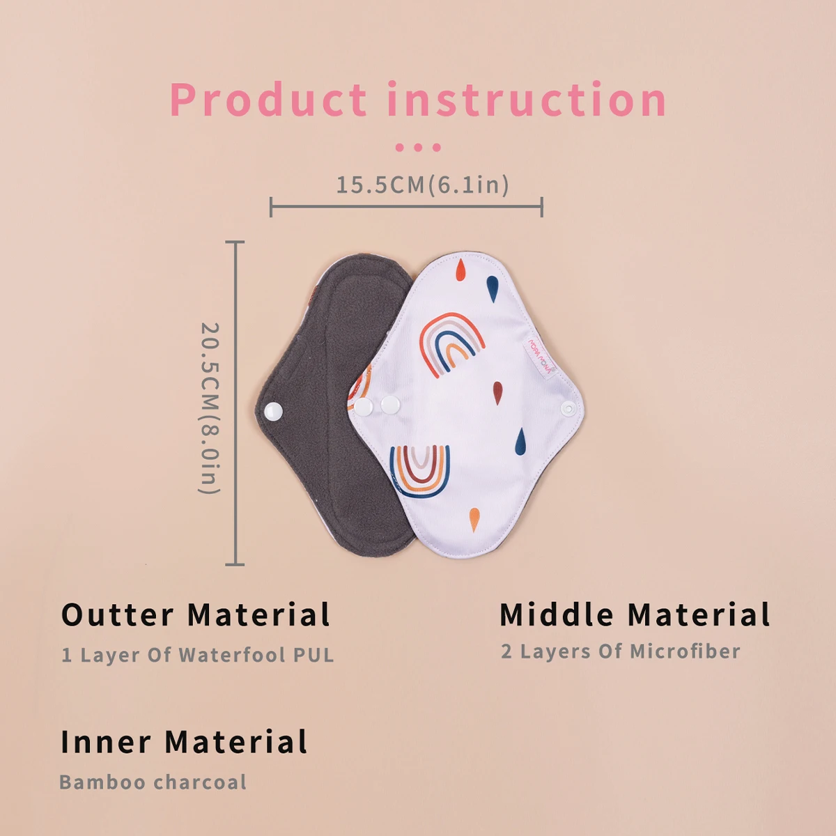 sanitary pads S Size Random Color 5pcs/set Absorbent Microfiber Bamboo Charcoal Menstrual Pads Waterproof Washable Reusable Sanitary Pads